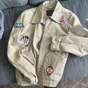 Vintage Evisu - Osaka Japan light jacket (Tan with embroidery and patches)